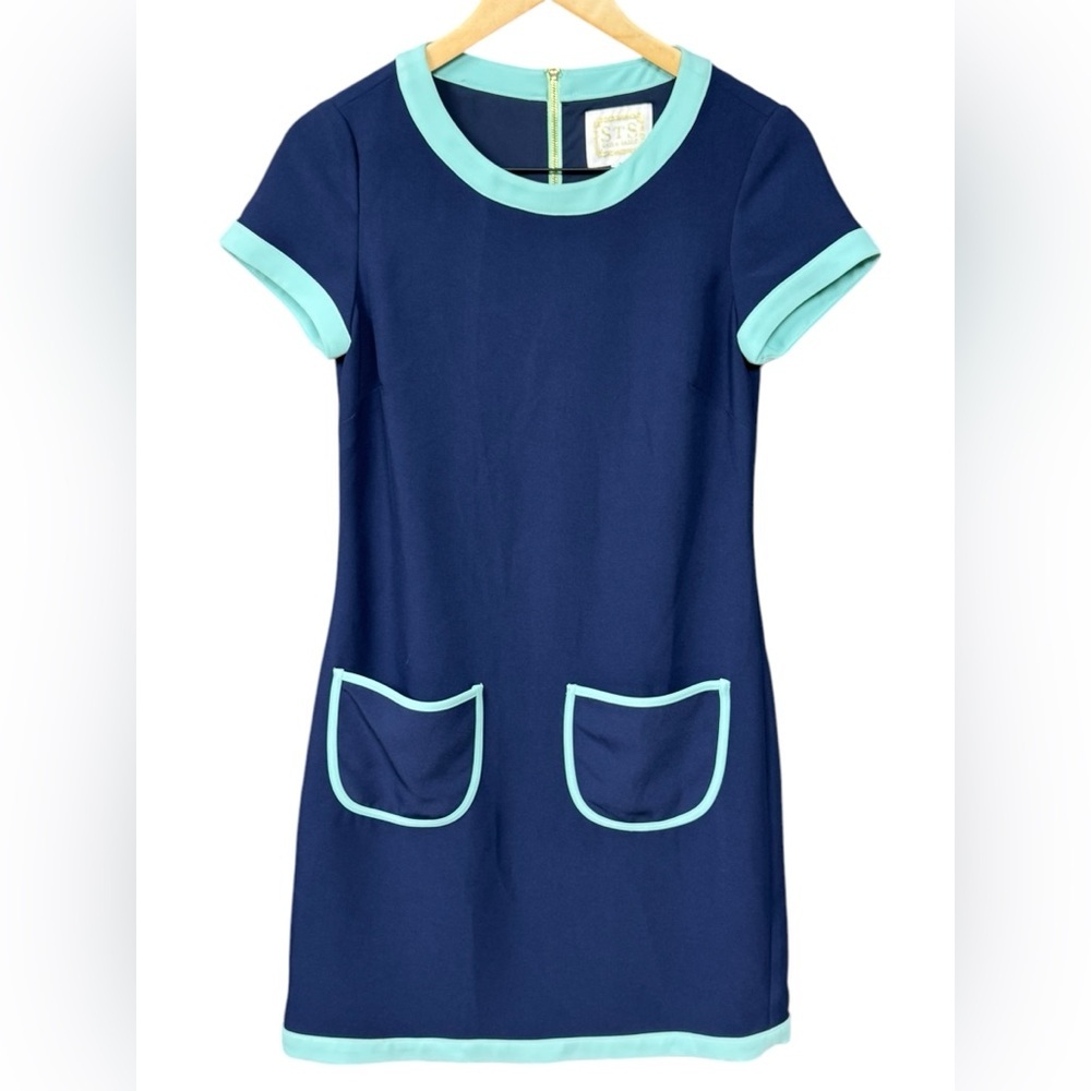 NWT Sail to Sable Navy Blue Dress with Mint Accents